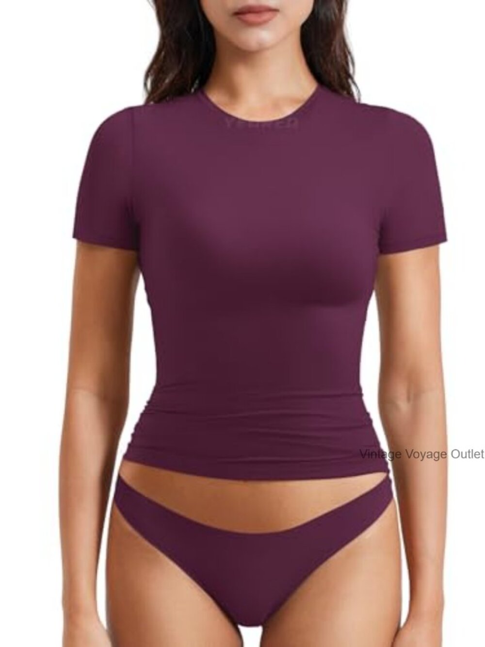 Fitted Workout Tank Top Crew Neck Stretch Nylon Spandex Gym Yoga Running